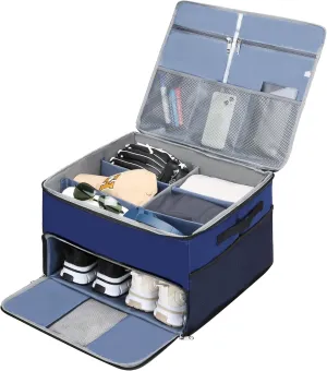 Golf Trunk Organizer for Golf Shoes Clothes Gloves Hats Large Collapsible Golf Storage Box with 4 Dividers Water-Resistant Golf Shoe Bag for 2 Pair of Shoes Golfing Accessories for Men Women Golfers