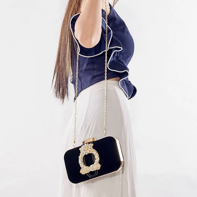 Gorgeous Rhinestone Velvet Evening Clutch