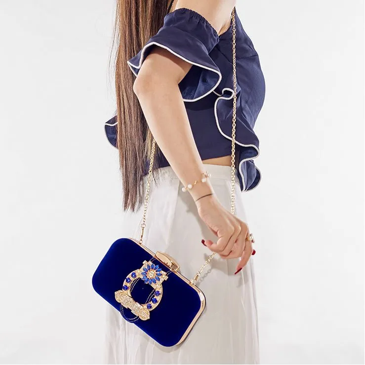 Gorgeous Rhinestone Velvet Evening Clutch