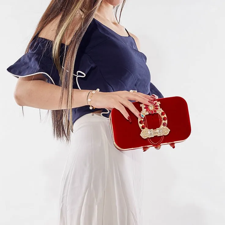 Gorgeous Rhinestone Velvet Evening Clutch