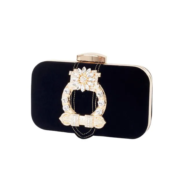 Gorgeous Rhinestone Velvet Evening Clutch