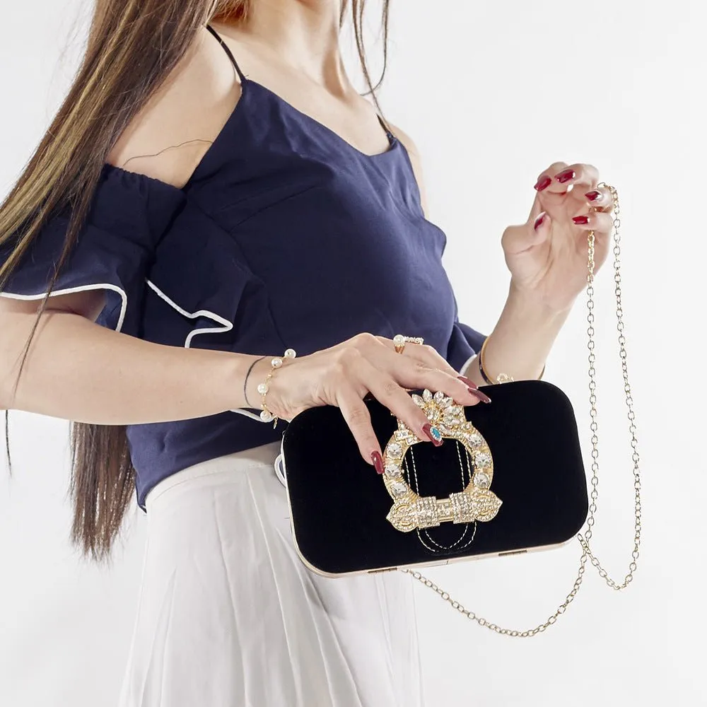 Gorgeous Rhinestone Velvet Evening Clutch
