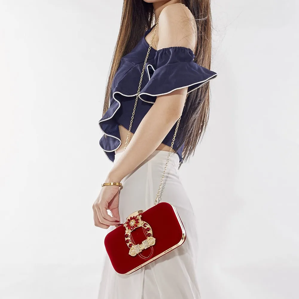 Gorgeous Rhinestone Velvet Evening Clutch