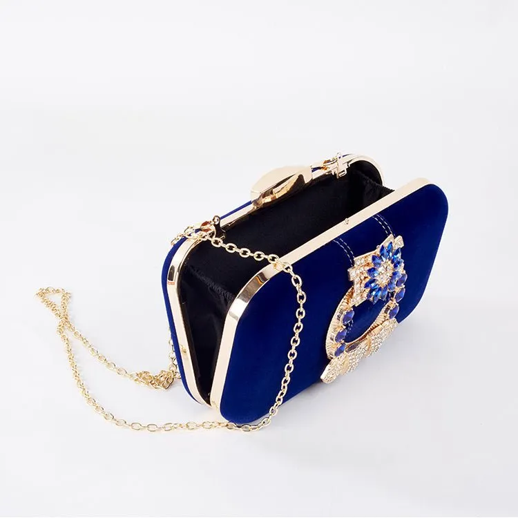 Gorgeous Rhinestone Velvet Evening Clutch