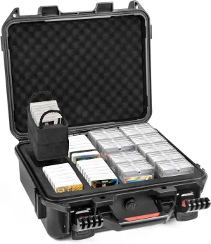 Graded Card Case Storage Box,Trading Card Waterproof Hard Case with 9 Dividers for Top Loaders,One Touch,Sleeved Cards Holder Baseball Football Basketball Sports Game Magnetic Cards