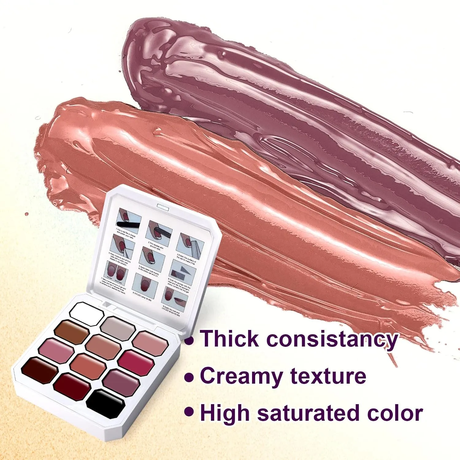 Gradient Painting Gel, 12 Colors Ombre Gel Nail Polish for Ombre Nails Aura Nails, French Manicure DIY Nail Art,Long-lasting No-wipe Soak of UV, Palette Velvet Sonnet​