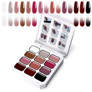 Gradient Painting Gel, 12 Colors Ombre Gel Nail Polish for Ombre Nails Aura Nails, French Manicure DIY Nail Art,Long-lasting No-wipe Soak of UV, Palette Velvet Sonnet​
