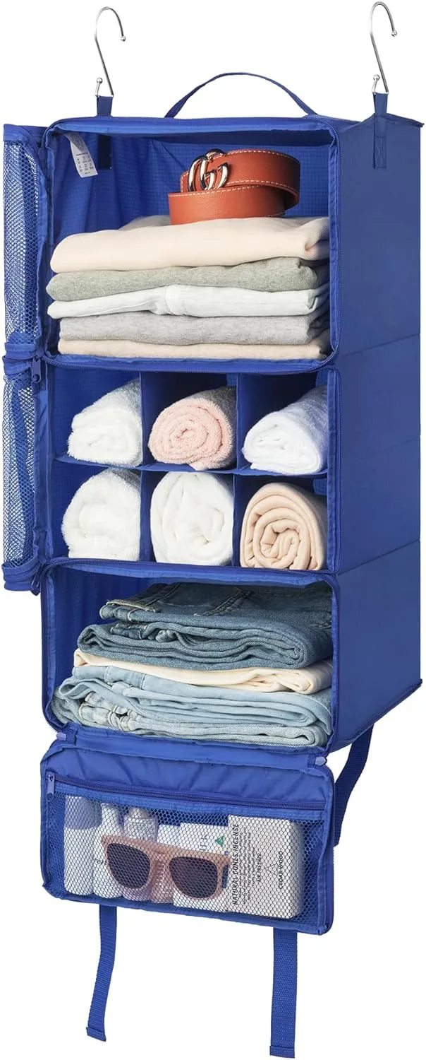 GRANNY SAYS Hanging Packing Cubes for Travel, Large Portable Hanging Suitcase Organizer, Foldable Compression Luggage Organizer Bags for Clothes, Carry on Closet Suitcase, XL-Blue Travel Shelves