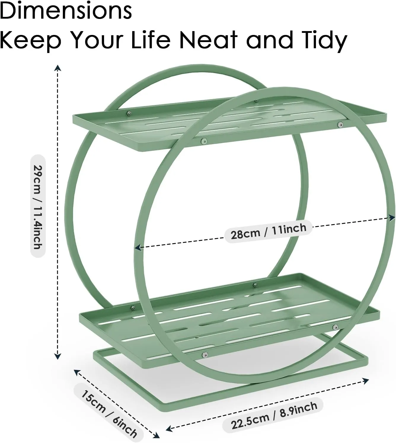 Green Perfume Organizer for Dresser, 2-Tier Bathroom Counter Organizers, Elegant Round Makeup Organizer for Vanity, Versatile Bathroom Tray Countertop Shelf, Compact Skincare Storage