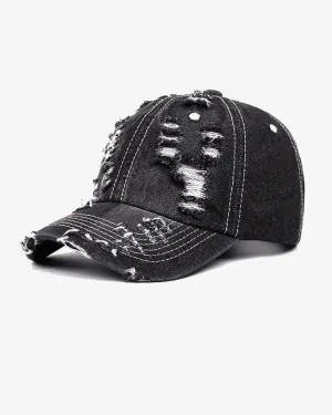 Grey Distressed Denim Vintage Cap  - C0209