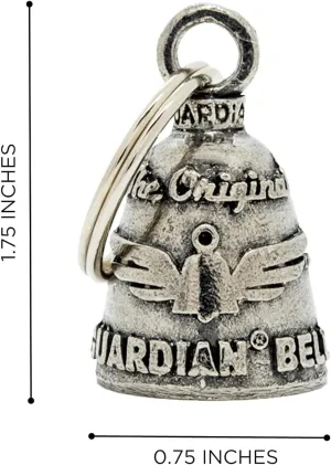 Guardian Bell GERMAN SHEPHERD Good Luck Bell w/Keyring & Black Velvet Gift Bag | Motorcycle Bell | Lead-Free Pewter | Good Luck Gift to Friends & Family | Bike Bell | Made in USA, Small, Silver