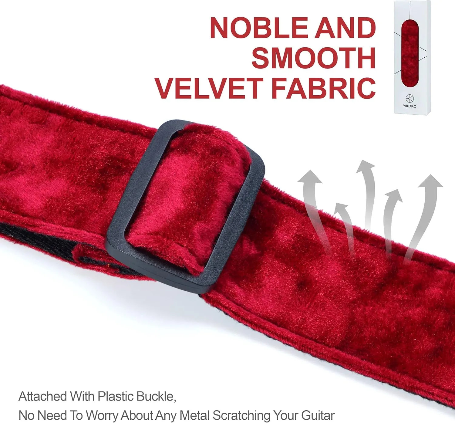Guitar Strap 2 inch Velvet Guitar Straps with Full Grain Leather End, for Bass Electric and Acoustic Guitars, Free Strap Button, 2 Strap Locks and 4 Guitar Picks