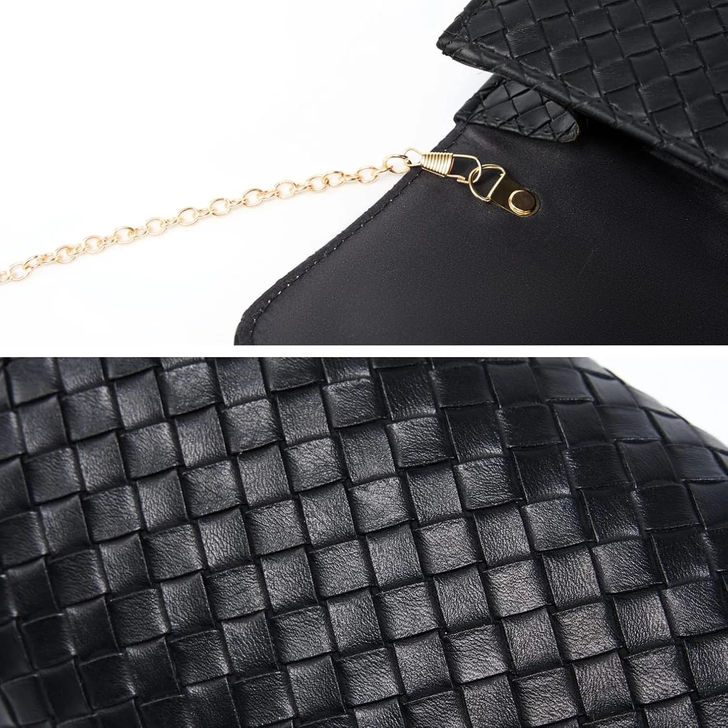 Gurina Woven Texture PU Clutch Purse for Women - Sleek Evening Bag, Perfect for Formal Events, Weddings & Cocktail Parties