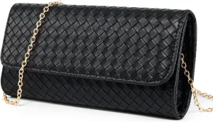 Gurina Woven Texture PU Clutch Purse for Women - Sleek Evening Bag, Perfect for Formal Events, Weddings & Cocktail Parties
