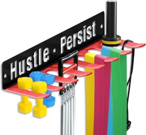 Gym Equipment Wall Storage Rack, Multi-Purpose Home Gym Organizer, Wall-Mounted Barbell Hanger for Resistance Bands, Lifting Belts, Straps, Jump Ropes, Dumbbells, Chains, Weight Belts