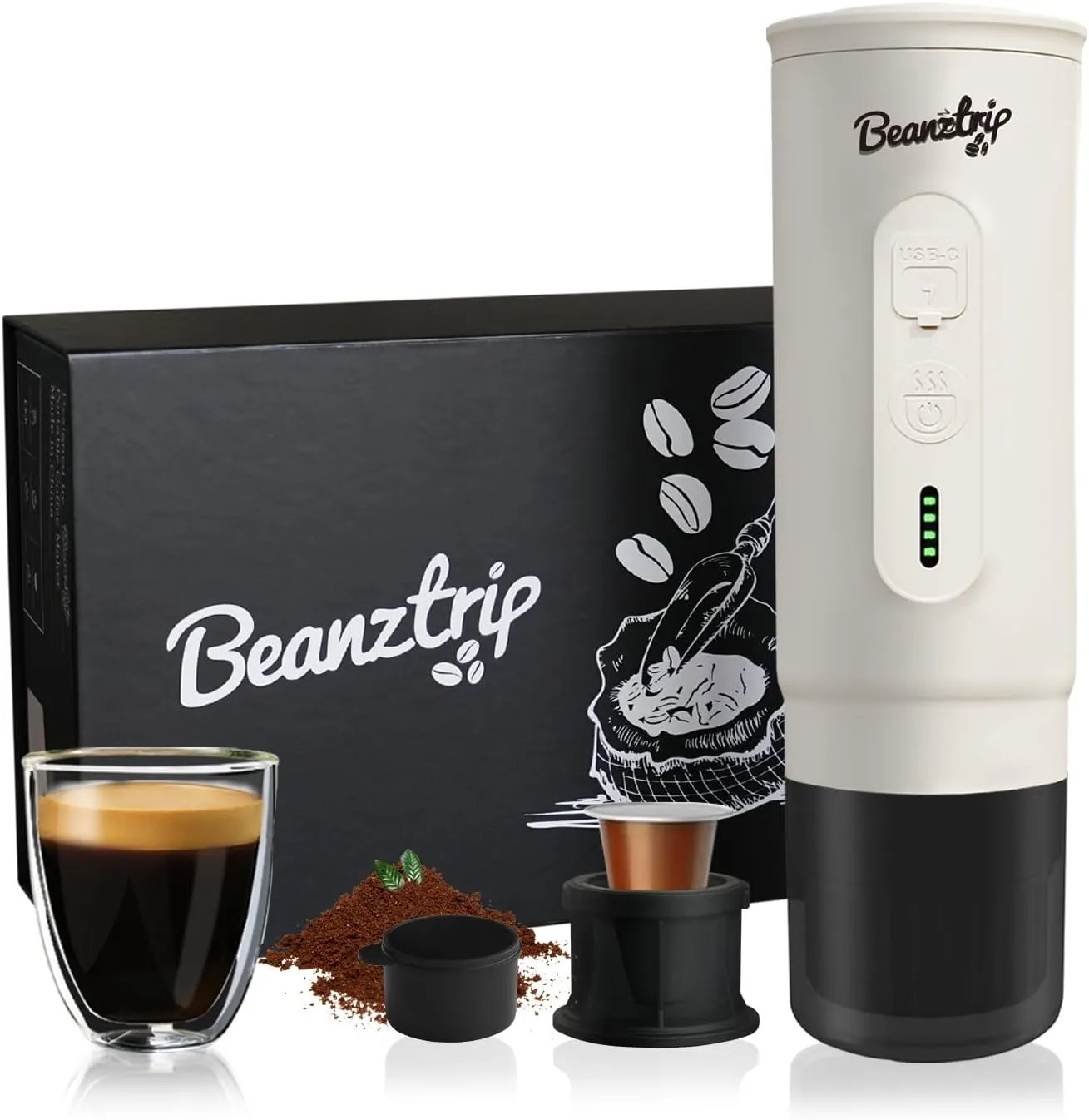 H02 PRO Portable Electric Espresso Maker, Small Coffee Machine Compatible with Nespresso Capsule Original Pods & Ground Coffee, Mini Travel Size for Camping, Hiking, RV, Office, w/Gift Box