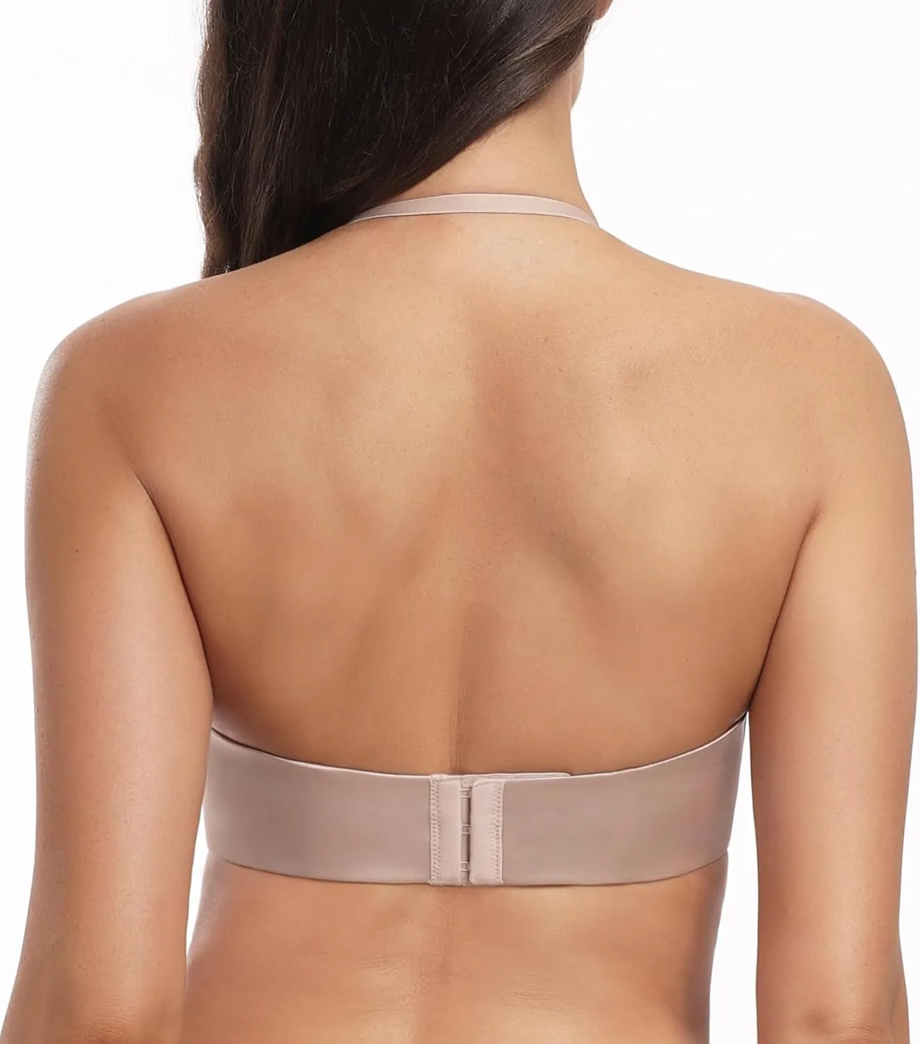 HACI Plunge Deep U Strapless Bra Push Up Demi Everyday Seamless Underwire
