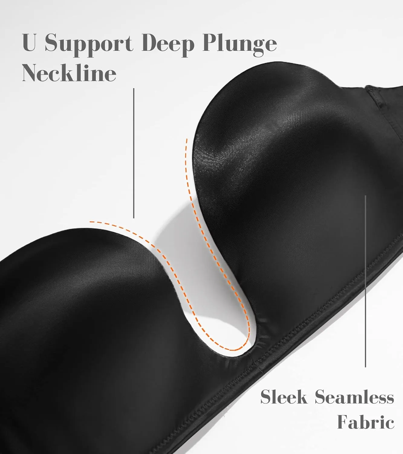 HACI Plunge Deep U Strapless Bra Push Up Demi Everyday Seamless Underwire