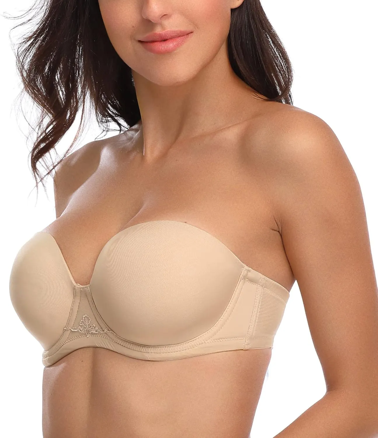 HACI Women's Strapless Bra Full Figure Coverage Contour Underwire Plus Size Red Carpet