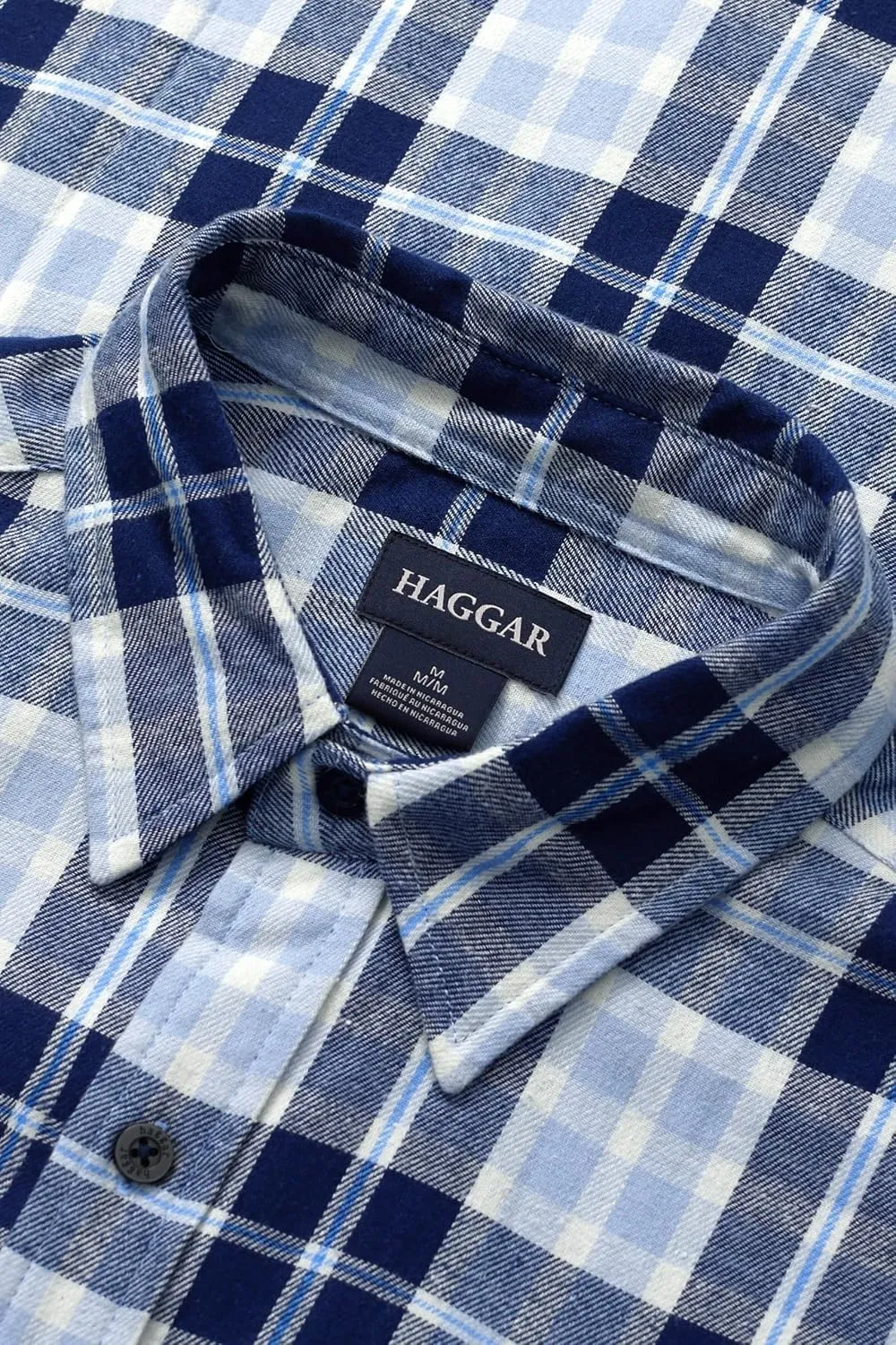 Haggar Men's Long Sleeve Brushed Cotton Plaid Flannel Button Down Shirt