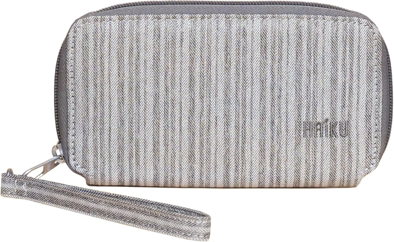 HAIKU Intrepid Wristlet, Clutch Wallet, Zip Around RFID-Blocking Credit Card and ID Holder, Hand Purse, Gray Poplar