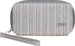 HAIKU Intrepid Wristlet, Clutch Wallet, Zip Around RFID-Blocking Credit Card and ID Holder, Hand Purse, Gray Poplar