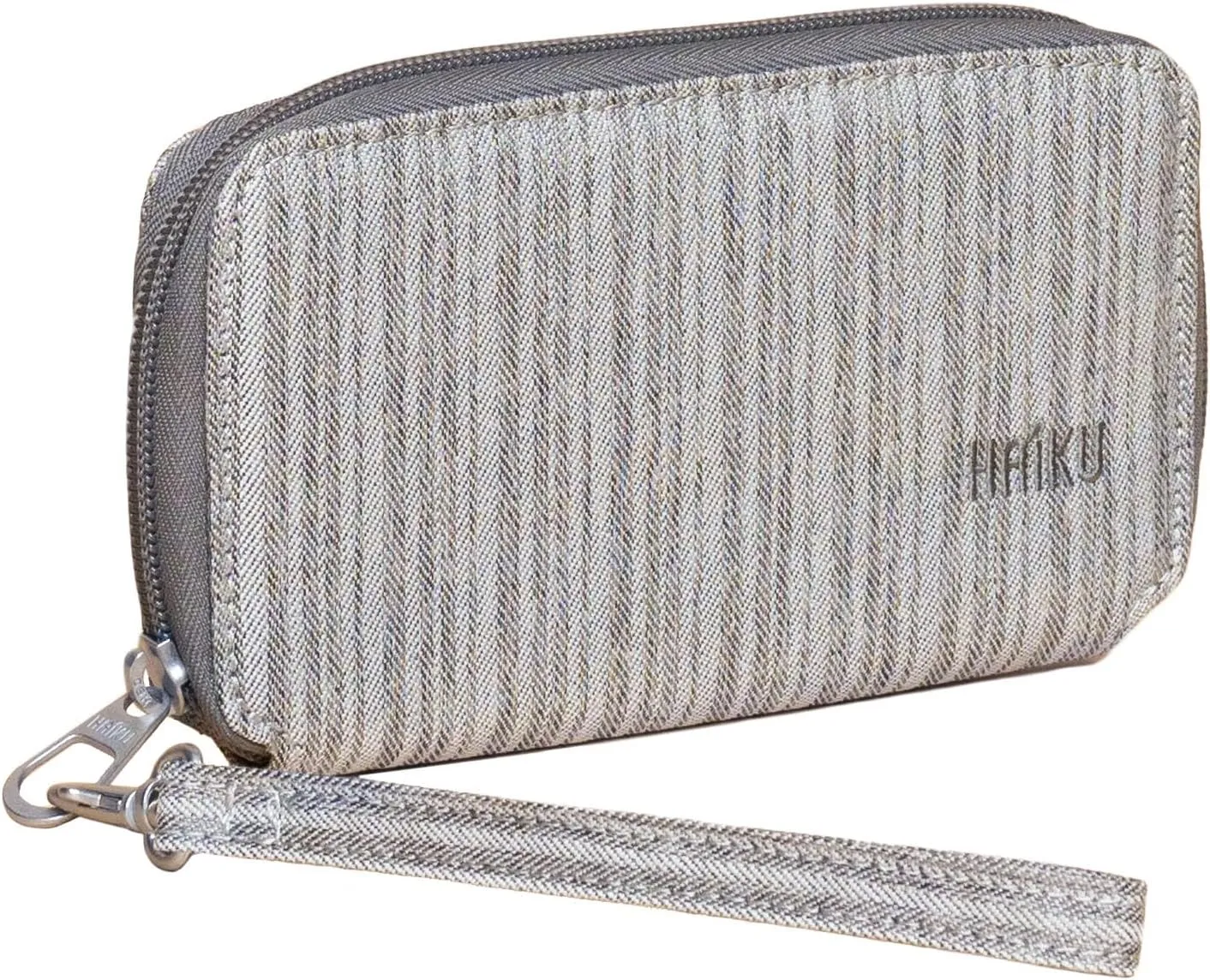HAIKU Intrepid Wristlet, Clutch Wallet, Zip Around RFID-Blocking Credit Card and ID Holder, Hand Purse, Gray Poplar