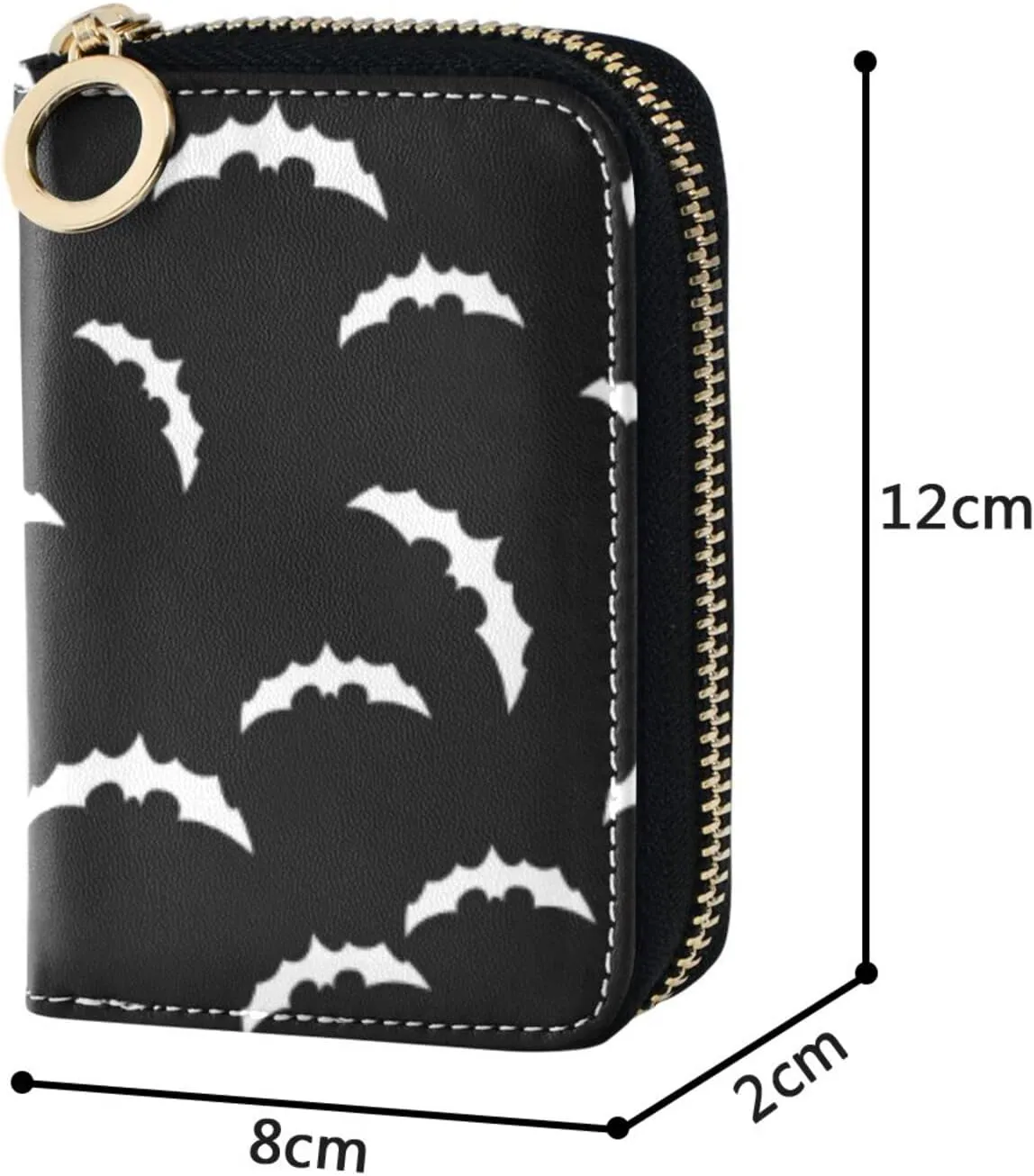 Halloween Bat RFID Credit Card Holder Wallets Accordion for Women Leather Zipper Card Case Accordion Wallet for Ladies Girls