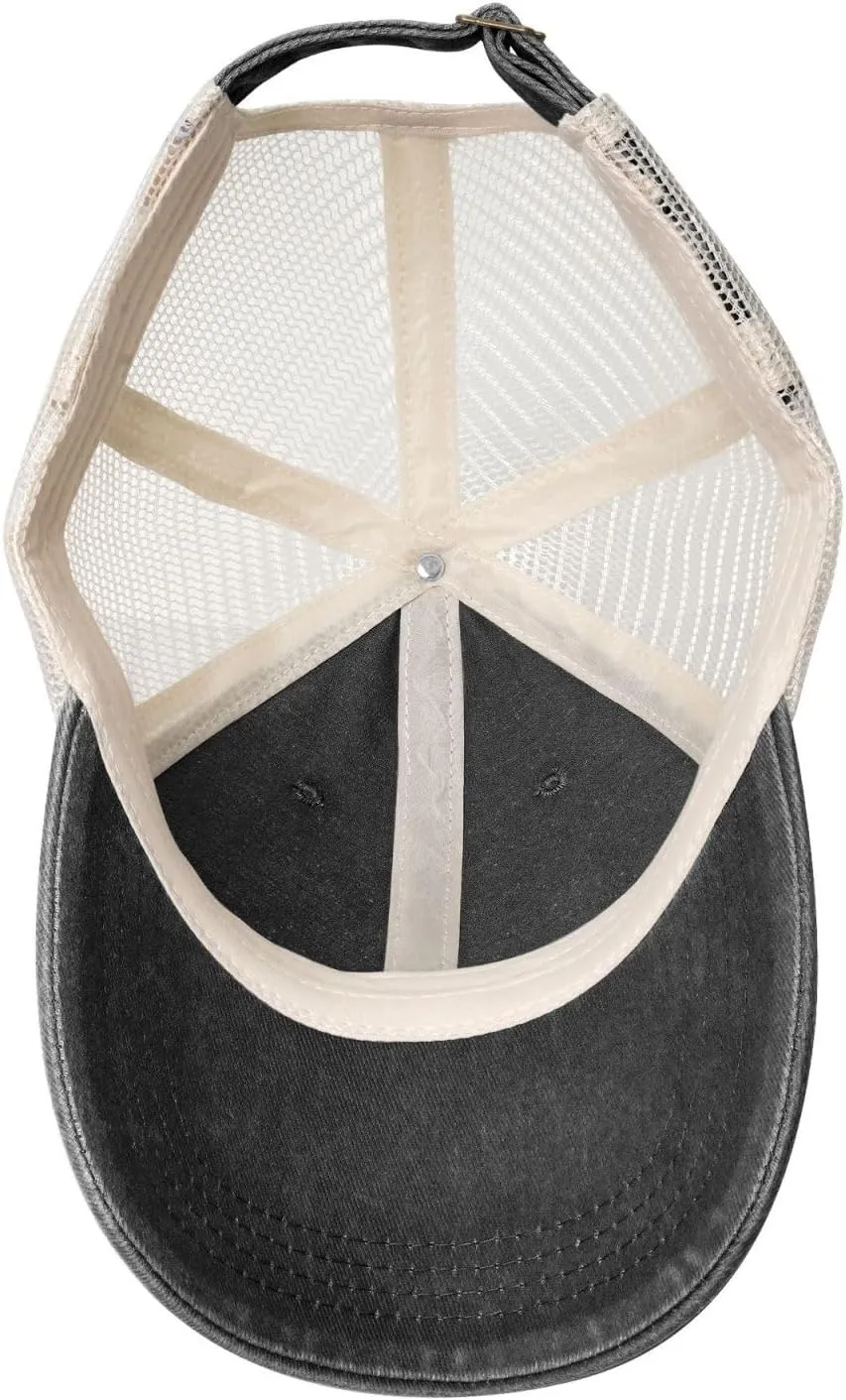 Hammock Hanging from Palm Trees Printed Cowboy Mesh Baseball Cap — Adjustable mesh