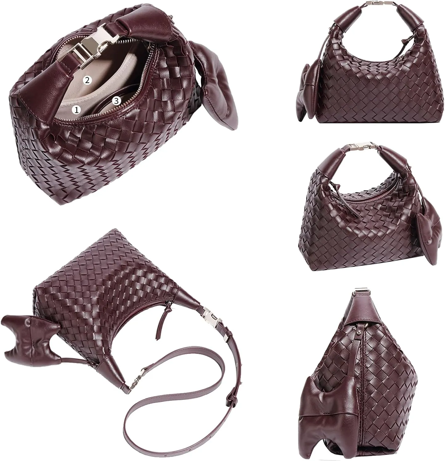 Handbag Crossbody Tote Bag for Women Small Hand Bag weave Vegan Leather Purse Clutch Women's Leather Medium Hobo Bag