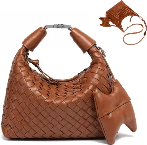 Handbag Crossbody Tote Bag for Women Small Hand Bag weave Vegan Leather Purse Clutch Women's Leather Medium Hobo Bag