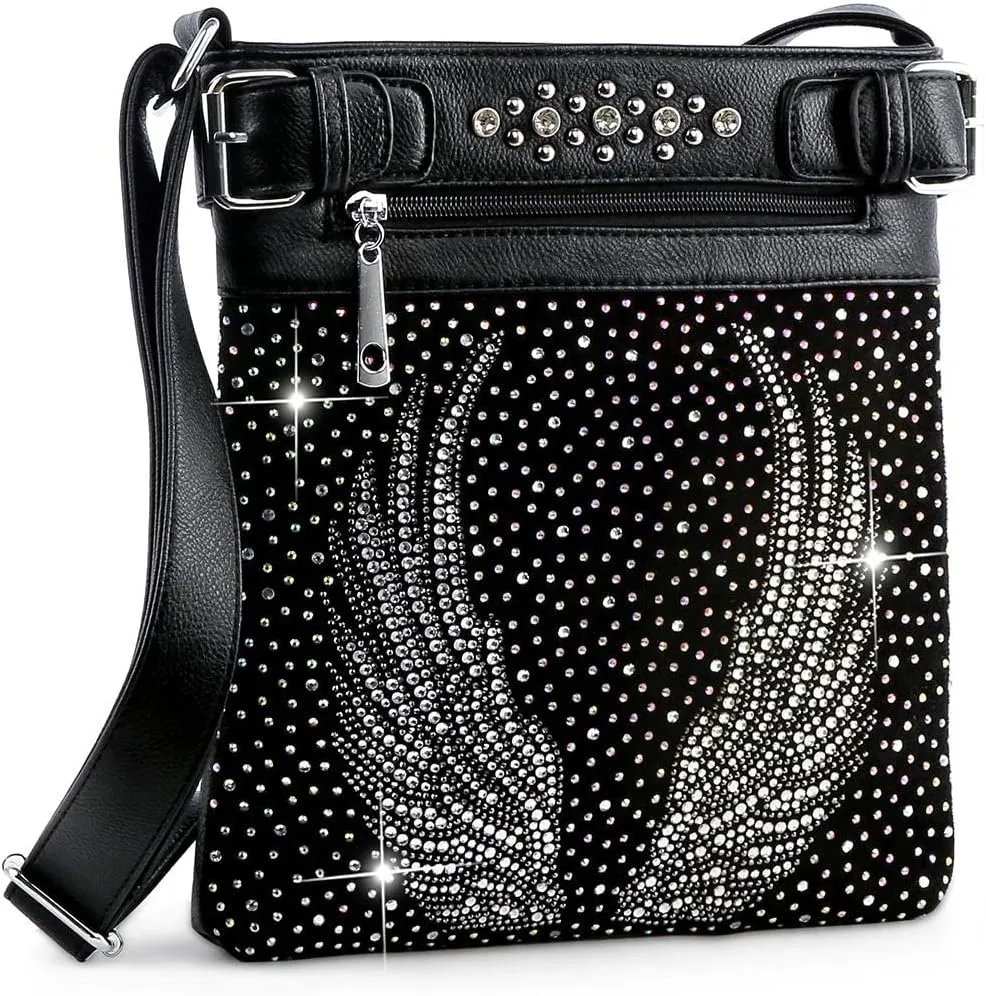 HANDBAG EXPRESS Rhinestone Bling Crossbody Messenger Bag Evening Party Purse Multi Desgin