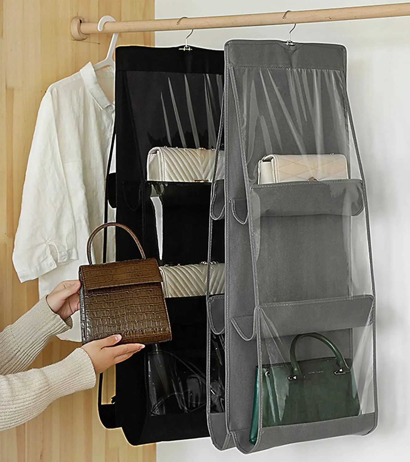 Handbag Storage Hanging Purse Organizer Bedroom Organization Dust-Proof Holder Bag for Wardrobe Closet