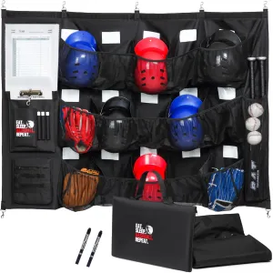 Hanging Baseball Helmets Bag Softball Team Dugout Organizer Baseball Coches Equipment Bag for 15 Player Helmets, Gloves, Balls, Bat