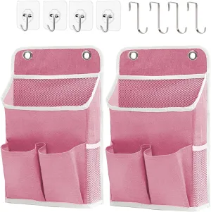 Hanging Basket for Organizing, Wall Organizer with Pockets and Over The Door Organizer，Can for Home, Closet, Office and Camper (2 Pink)