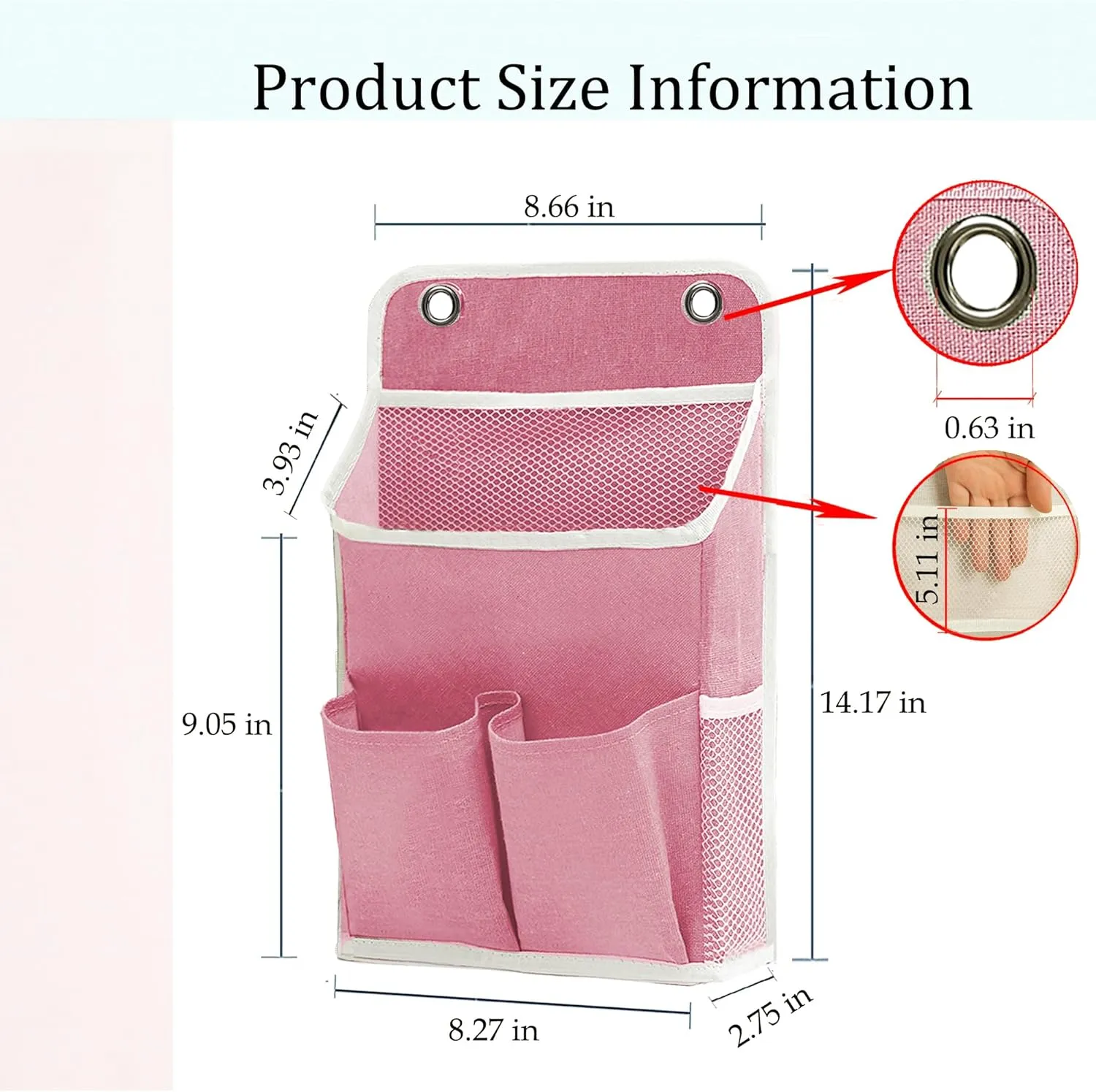 Hanging Basket for Organizing, Wall Organizer with Pockets and Over The Door Organizer，Can for Home, Closet, Office and Camper (2 Pink)