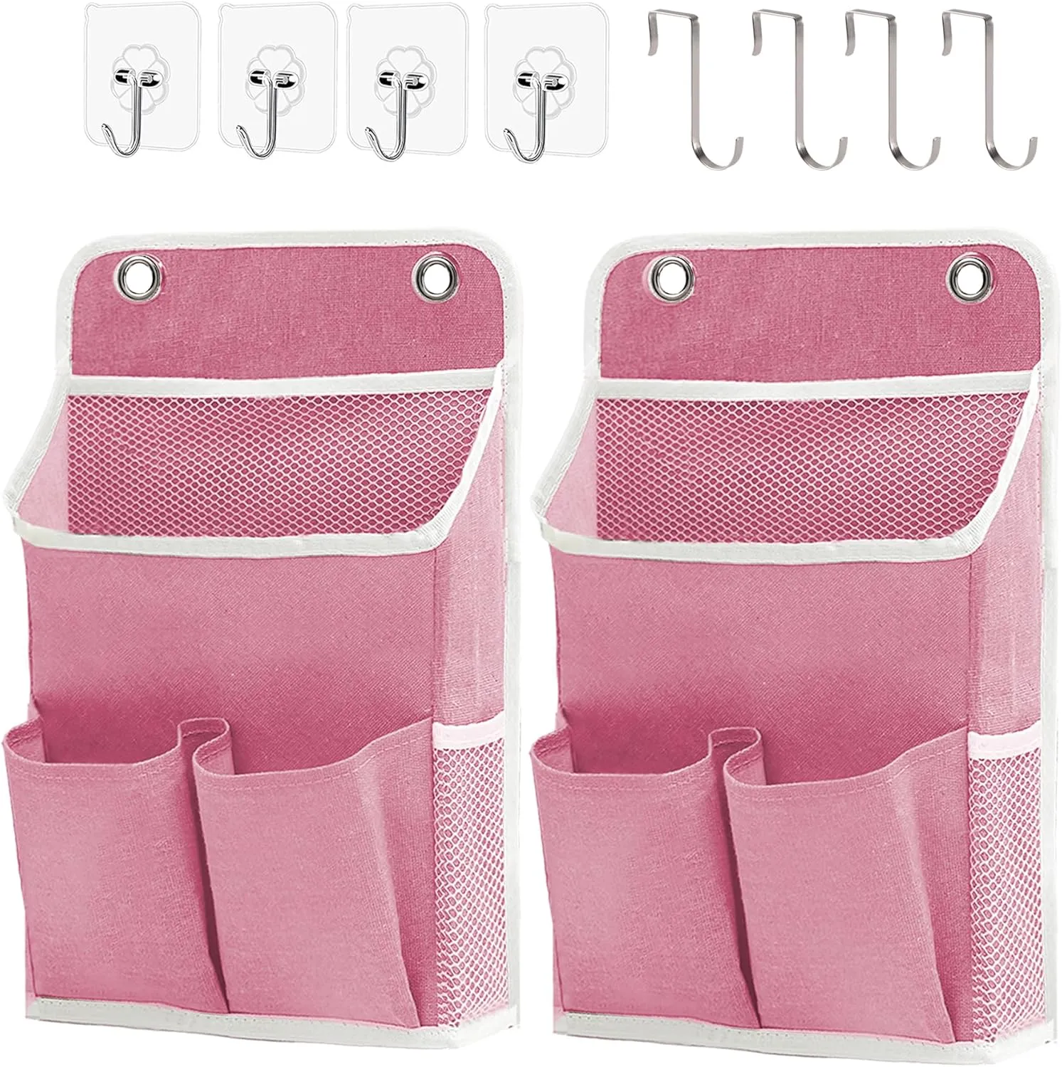 Hanging Basket for Organizing, Wall Organizer with Pockets and Over The Door Organizer，Can for Home, Closet, Office and Camper (2 Pink)