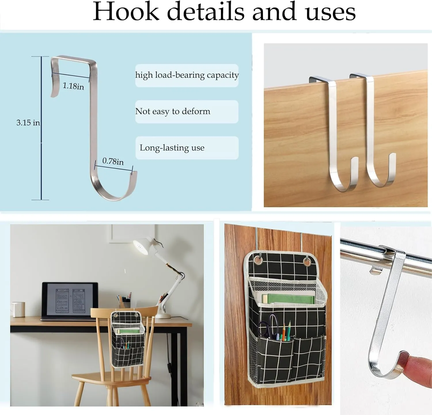 Hanging Basket for Organizing, Wall Organizer with Pockets and Over The Door Organizer，Can for Home, Closet, Office and Camper (Black Grid2)
