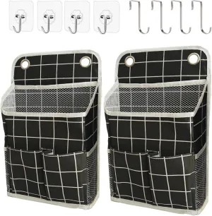 Hanging Basket for Organizing, Wall Organizer with Pockets and Over The Door Organizer，Can for Home, Closet, Office and Camper (Black Grid2)