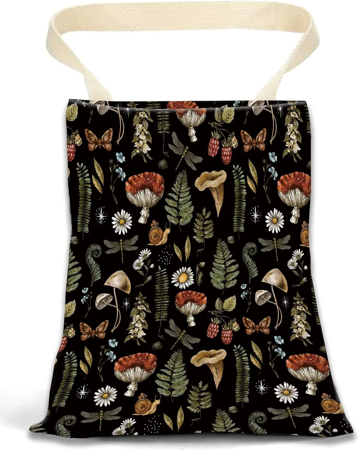 Hanging Car Trash Can - Boho Mushroom Design, Back Seat Organizer for Travel, Camping, Vehicle Accessories
