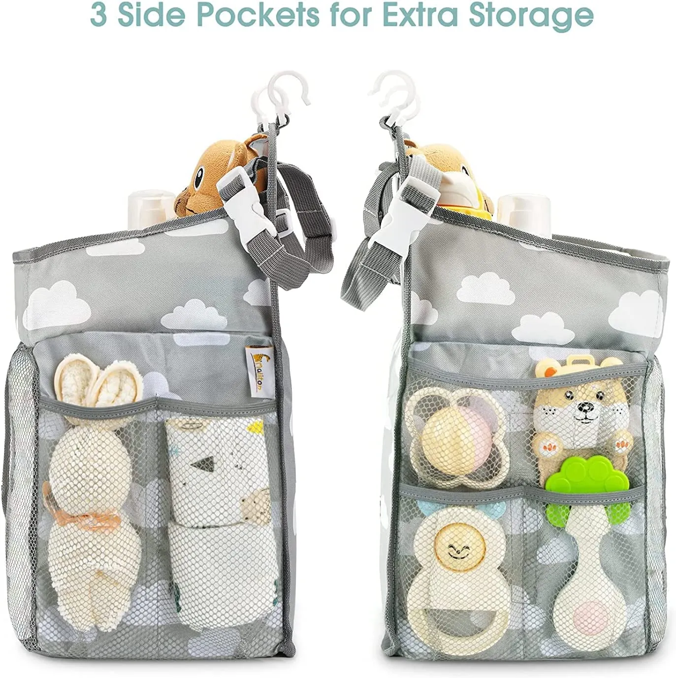 Hanging Diaper Organizer, Baby Nappy Caddy Stacker Nursery Storage for Change Table, Cot, Baby Shower Gifts