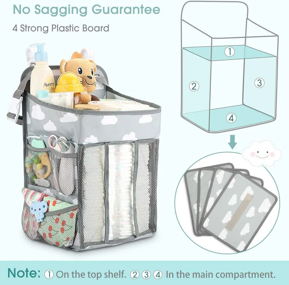Hanging Diaper Organizer, Baby Nappy Caddy Stacker Nursery Storage for Change Table, Cot, Baby Shower Gifts