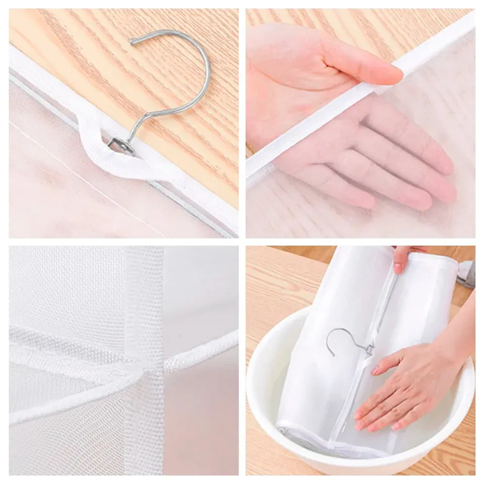 Hanging Handbag Storage Bag With 8 Pocket Wardrobe Closet Transparent Organizer Dust-proof Cover for Household Sundry Shoe Bag