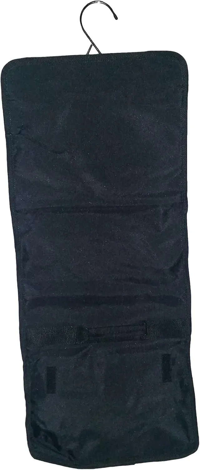 Hanging Toiletry Cosmetic Organizer Bag - Custom Embroidery Available (Black - Embroidered Monogram)