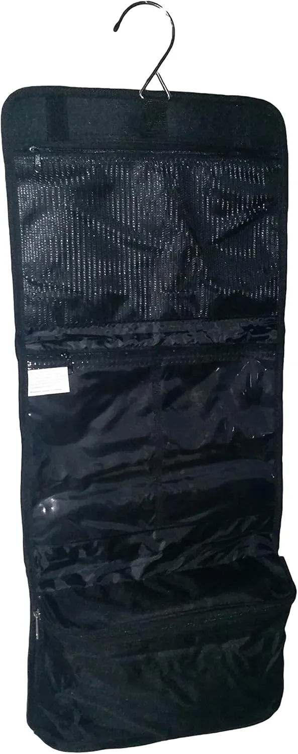 Hanging Toiletry Cosmetic Organizer Bag - Custom Embroidery Available (Black - Embroidered Monogram)