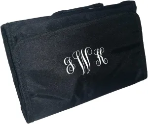 Hanging Toiletry Cosmetic Organizer Bag - Custom Embroidery Available (Black - Embroidered Monogram)