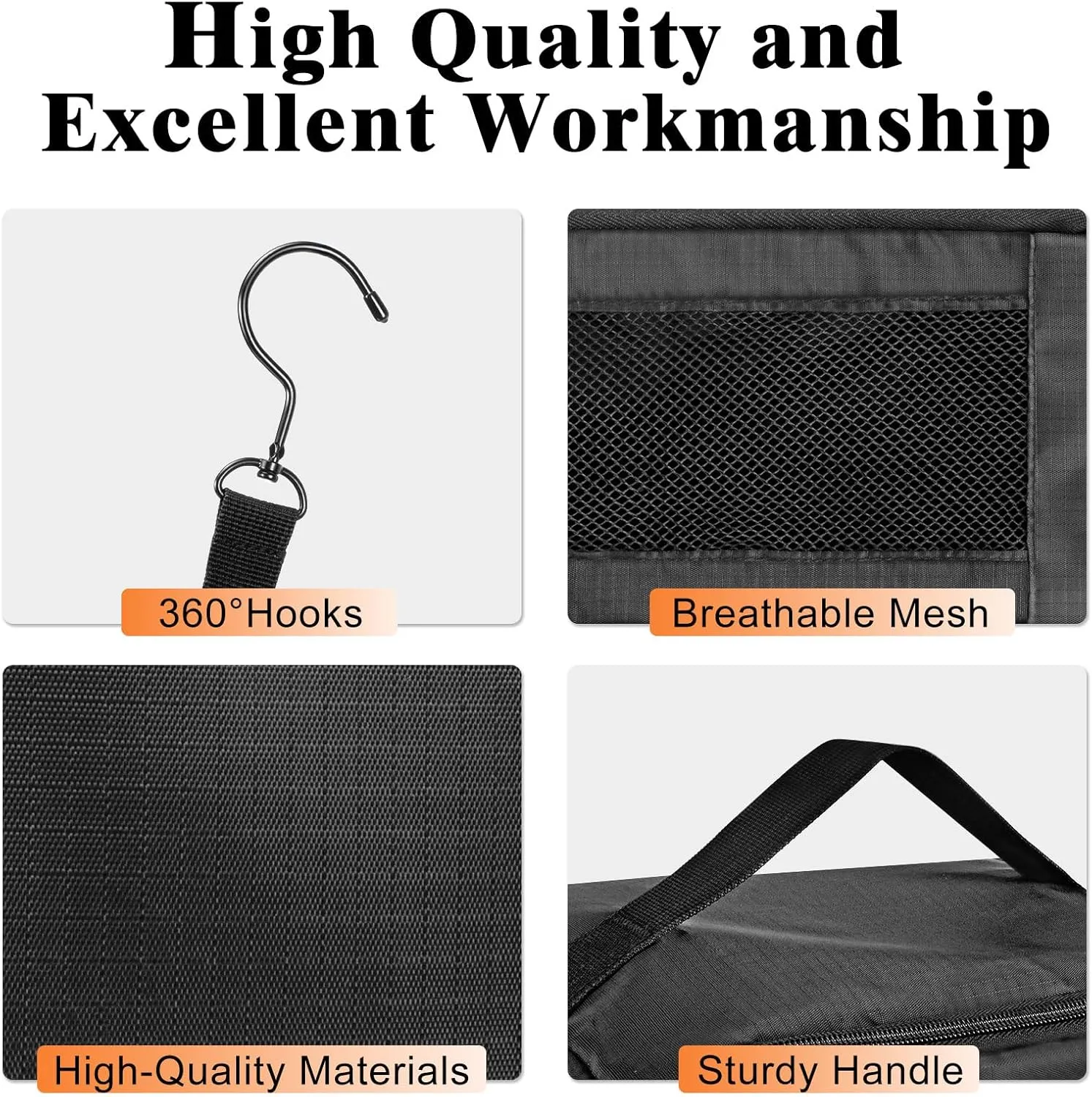 Hanging Travel Organizer, Carry-on Luggage Suitcase Organizer, Portable Shelves Packing Cube for Cruise Essentials, Small, Black
