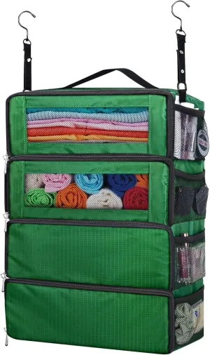 Hanging Travel Organizer, Carry on Luggage Suitcase Organizer, Travel Essentials Portable Travel Shelves Packing Cube for Travel Cruise Medium,Green