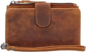 Harper RFID Distressed Leather Wallet with ID Slots and Coin Pouch (Distressed Brown)