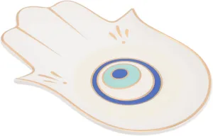 Hasma Hand Trinket Dish Jewelry Tray Ceramic Jewelry Organizer Vanity Tray for Ring Necklace Bracelet Watches Earring Hairpins White